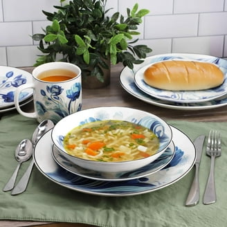 Blue Rose Polish Pottery Sunflower Maze 4-Piece Place Setting - Handmade Stoneware, Microwave & Dishwasher Safe