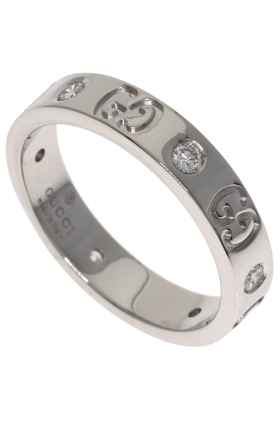 Pre-Owned Gucci Icon Diamond Ring #13, 18K White Gold, Women's.