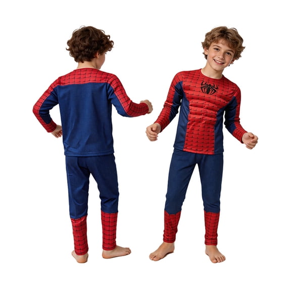 Halloween Anime Cosplay Costume, Spider Jumpsuit Halloween Cosplay Outfits Stage Performance Set, Red and Blue Halloween Costume for Role Play ,Size 120