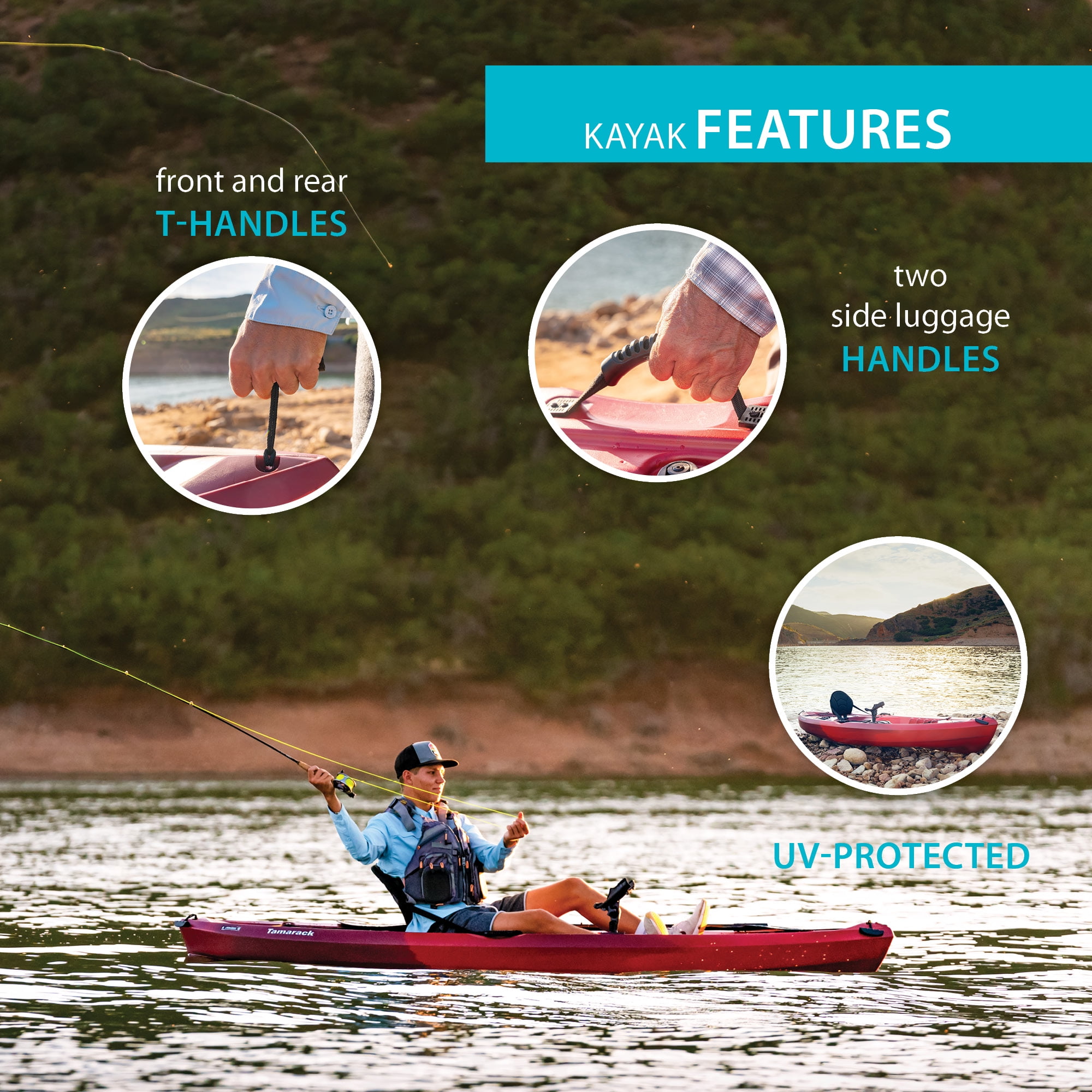 Lifetime Tamarack Angler 10 ft Sit-On-Top Fishing Kayak, Volcano Fusion (91340)