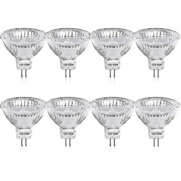 50w Gu5.3 Mr16 Dimmable Halogen Bulb, Dc 12v Low Voltage 2 Pin Base Spotlight Reflector Light Bulbs, 800 Lumen, Warm White 2800k 8-pcs