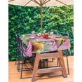 thumbnail image 3 of nqOlkjepod Red Floral Birds Outdoor Tablecloth with Umbrella Hole & Zipper, Spring Flowers Pink Ombre Rectangle Table Cover 52x70 Inch, Dining Waterproof Table Cloth Protector for Patio/Party/Picnic, 3 of 7