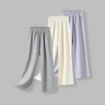 thumbnail image 2 of Frostluinai 3 Pack Baggy Sweatpants for Kids Girls Boys Elastic Waist Straight Wide Leg Pants Solid Lounge Athletic Joggers 3-15Y, 2 of 6