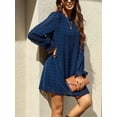 thumbnail image 3 of Vestido FAMITION de manga larga azul marino con lunares suizos para mujer, 3 of 5