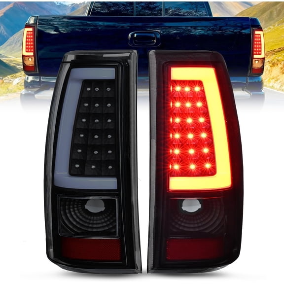 Nilight Taillight Assembly Compatible with 2003 2004 2005 2006 Chevy Silverado 1500 1500HD 2500 2500HD 3500 2007 Chevrolet Classic Incandescent Type Upgrade LED Tube Tail Lights Rear Brake Lamps