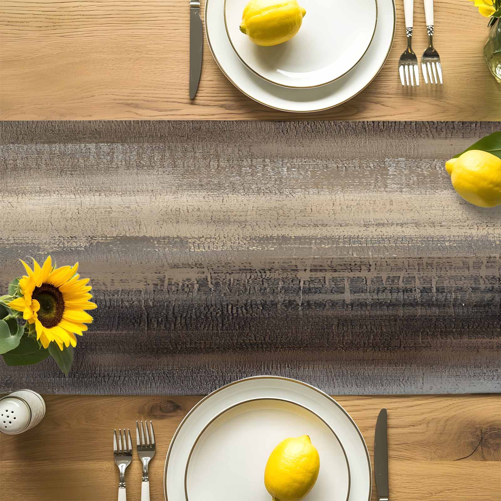 Vintage Ombre Oil Painting Table Runner 90 Inches Long, Mysterious Rock Texture Table Runners Tabletop Scarf Kitchen Dining Tables Decoration for Home Party Indoor Outdoor