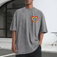 thumbnail image 2 of Dagegui Mens Crewneck T-Shirt Cotton Short Sleeve Casual Tops Heart Graphic Tee Big and Tall Sport T Shirts for Summer Gray S, 2 of 5