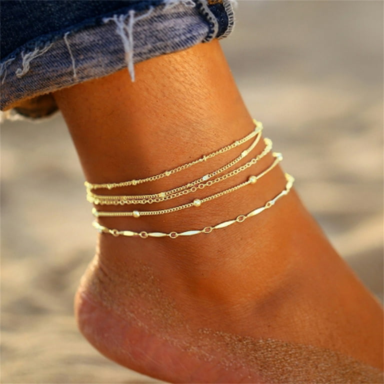charm Anklets initial Anklets for men non tarnish heart Anklets for girls matching couple Anklets boyfriend and girlfriendWomen s 5pcs Ankle Bracelet