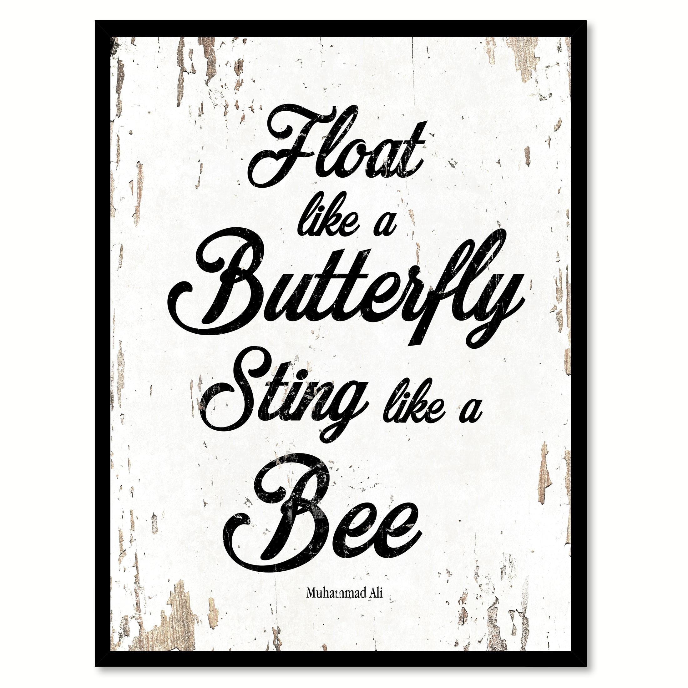 Float Like A Butterfly Sting Like A Bee Muhammad Ali Quote Saying White Canvas Print With Picture Frame Home Decor Wall Art Gift Ideas 22 X 29 Walmart Com
