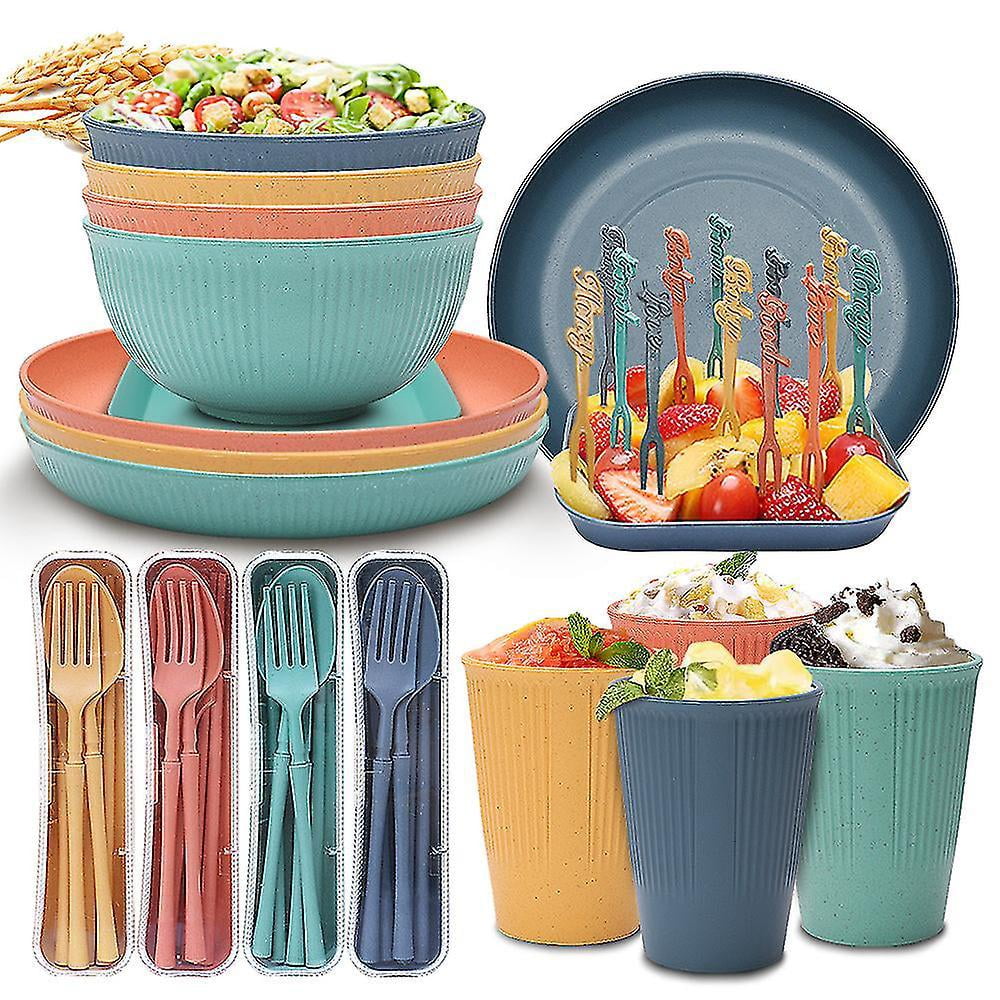 Unbreakable Dinnerware Sets Camping Plates And Bowls Set Plastic Picnic Dinner Sets Walmart