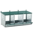 thumbnail image 3 of Chicken Nesting Boxes with Legs, 3-Hole Galvanized Steel Laying Box with Lid, Roll-Out Egg Collection Tray, Ventilated Design for Outdoor Chicken Coop or Farm Use, Green, 3 of 8