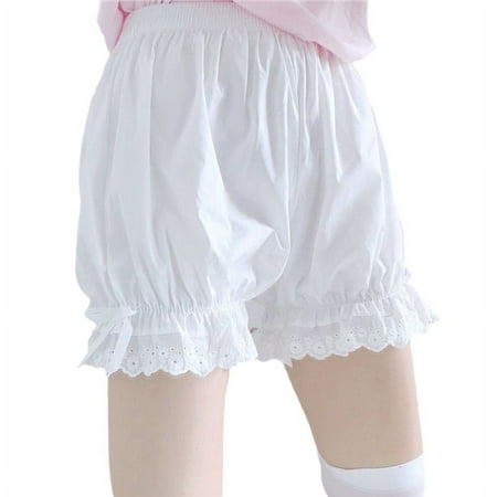 HeroNeo Women Vintage Victorian Gothic Bloomers Ruffled Lace Trim Lolita Pumpkin Shorts Cute Sweet Bowknot Loose Safety Pants