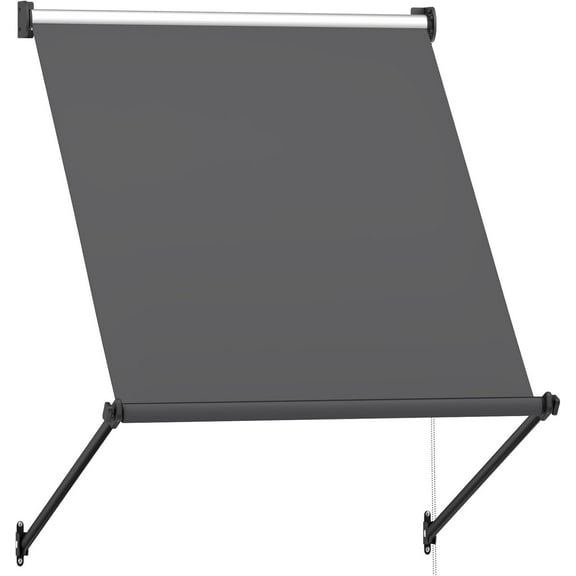 AECOJOY 30"x40" Manual Retractable Patio Awning in Dark Grey
