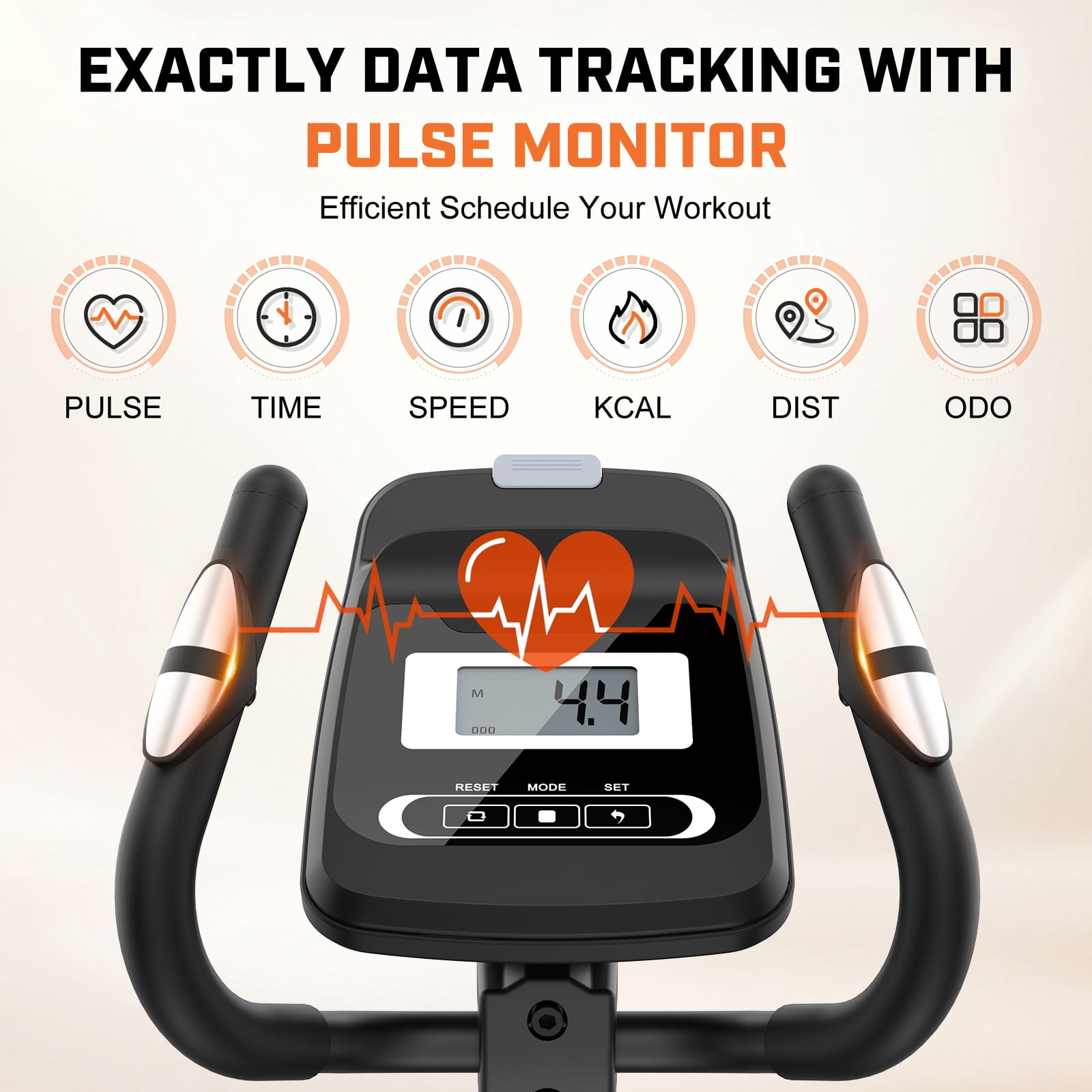 FUNMILY Walnut Stride Pro Heavy Duty Elliptical Machine for Home Gym | 16-Inch Stride, 400LBS Capacity, Ultra-Quiet Low-Impact Cardio for Small Spaces