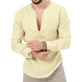 thumbnail image 2 of Gomelly Mens Tops Solid Color T Shirts Fashion T-shirt Men's Regular Fit Sport Pullover V Neck Blouse Khaki M, 2 of 5