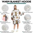 thumbnail image 5 of White Highland Cow Flower Barrel Pattern Wearable Oversized Blanket,Wearable Blanket Hoodie for Adults,Cozy Hooded Blankets with Super Pockets,Super Warm Fuzzy Pullover for Women & Men, 5 of 6