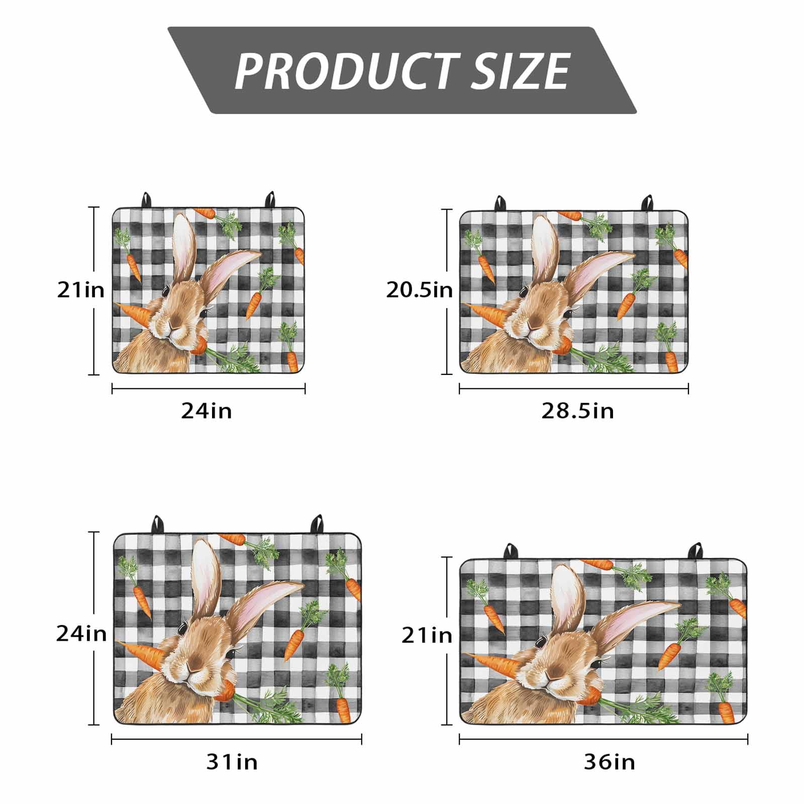 Easter Bunny Stove Top Cover for Electric Stove, Heat-proof & Non Slip Glass Top Stove Cover Protector, Spring Rabbits Carrots Black Buffalo Plaid Kitchen Flat Cooktop Rubber Mat 24x21 Inches