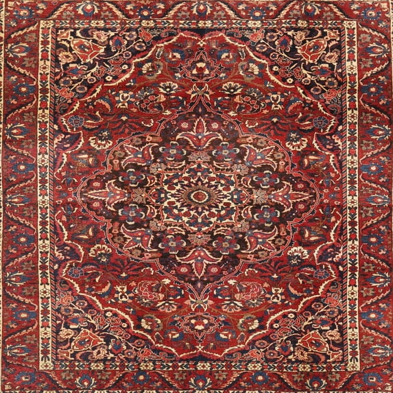 Ahgly Company Indoor Square Traditional Rust Pink Persian Area Rugs, 4' Square