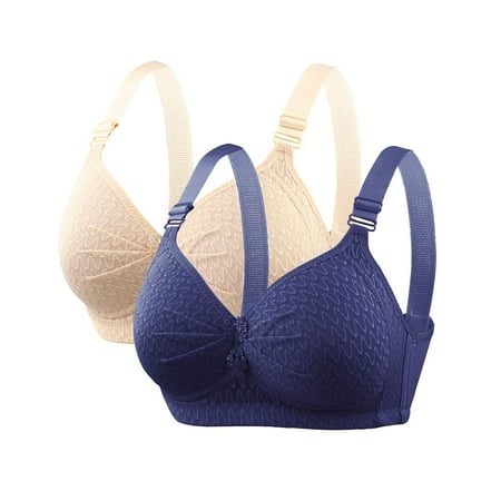 Plus Size Bras For Women 2pcs Support Wirefree Full Coverage Bralettes Comfortable No Wire Push Up Corset Bra
