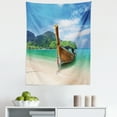 thumbnail image 1 of Beach Tapestry, Traditional Boat and Sandy Coast Thailand Exotic Nature Seascape Scenery, Fabric Wall Hanging Decor for Bedroom Living Room Dorm, 5 Sizes, Azure Blue Sea Green, by Ambesonne, 1 of 1