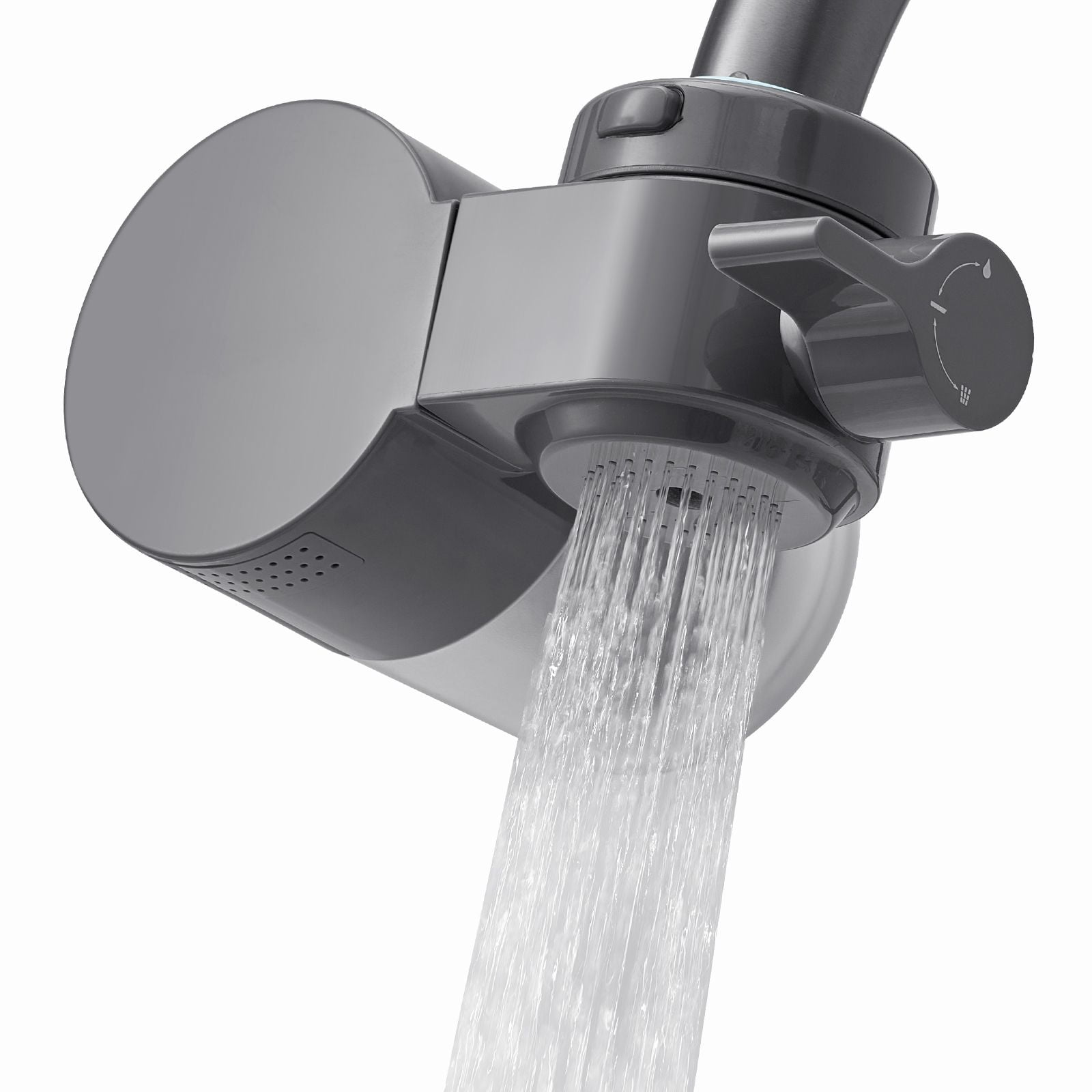 Faucet Mount Water Filter, Horizontal Water Purifier for Sink Tap, Carbon Fiber Filters, Removes Chlorine Lead with 1 Filter, Fits Most Kitchen or Bathroom Faucets, Gray