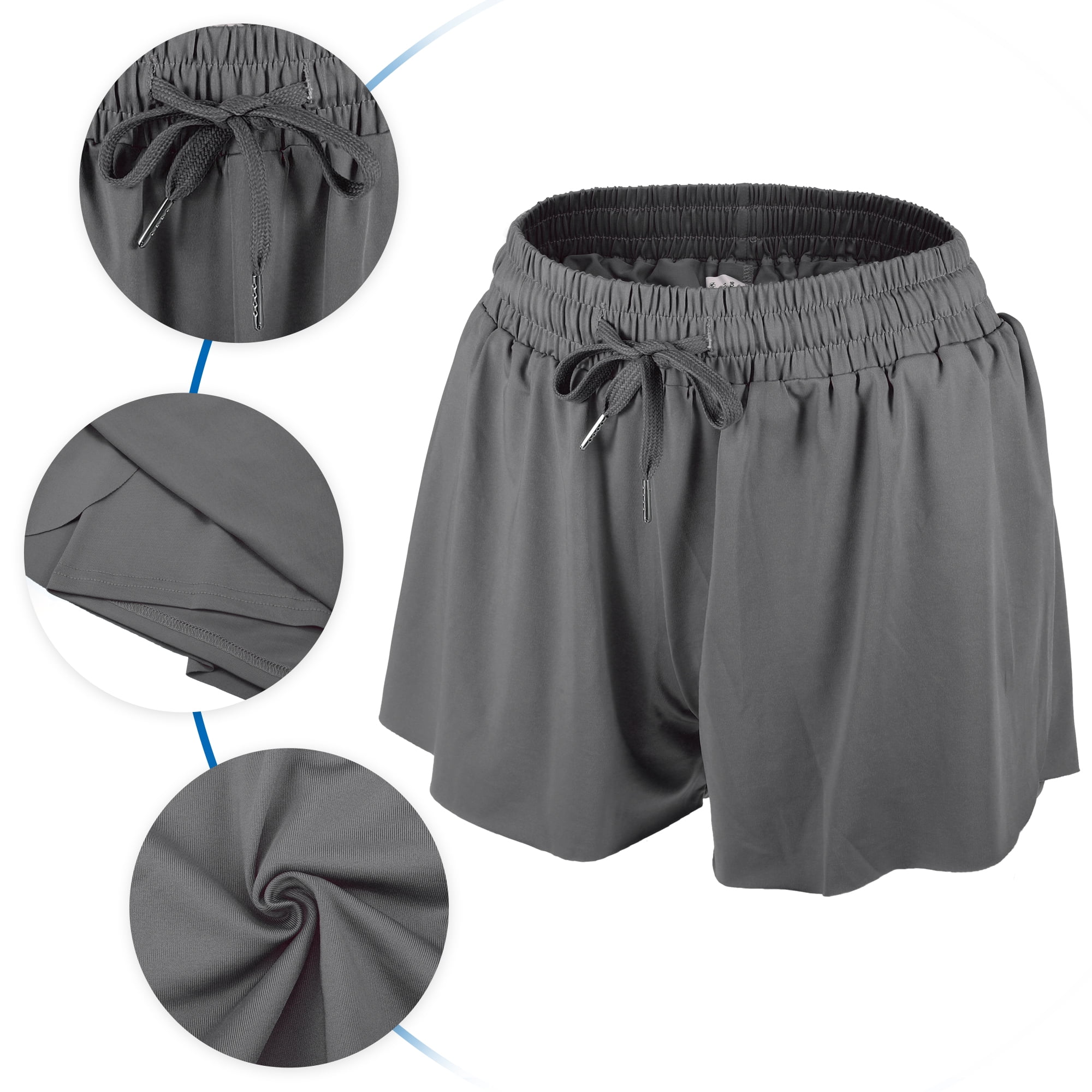 Unique Bargains Women Flowy Running Shorts Casual High Waisted Workout Shorts Dark Grey Size 2XL Walmart