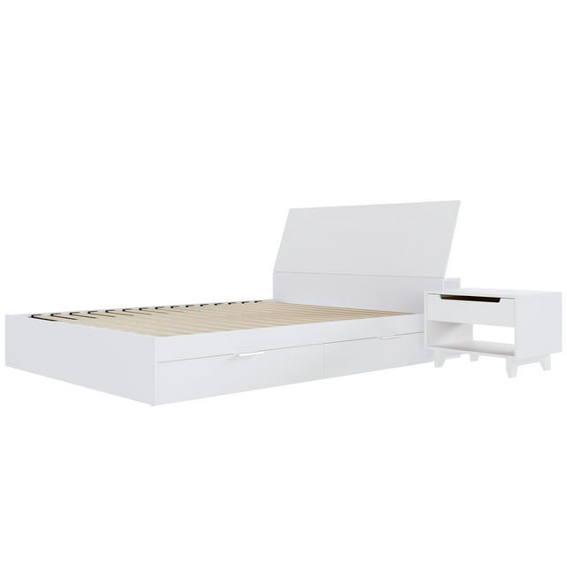 Nexera Ensemble de Chambre à Coucher à Rangement Double 3 Pcs, Blanc, Double