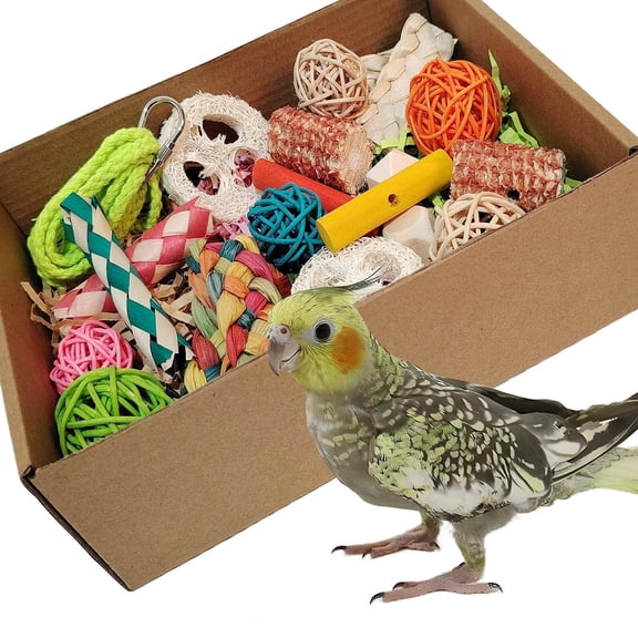 Bird toys,Colorful Parrot Foraging and Tearing Toy Box - Suitable for chewing and foraging of long tailed parrots, Quaker parrots,cockatoos, Sun Conure, and other small and medium-sized parrots