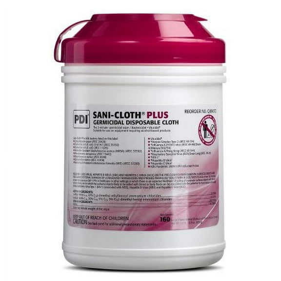 PDI Q89072 6 x 6.75 in. Sani-Cloth Plus Germicidal Disposable Cloths, 160 per Canister by PDI