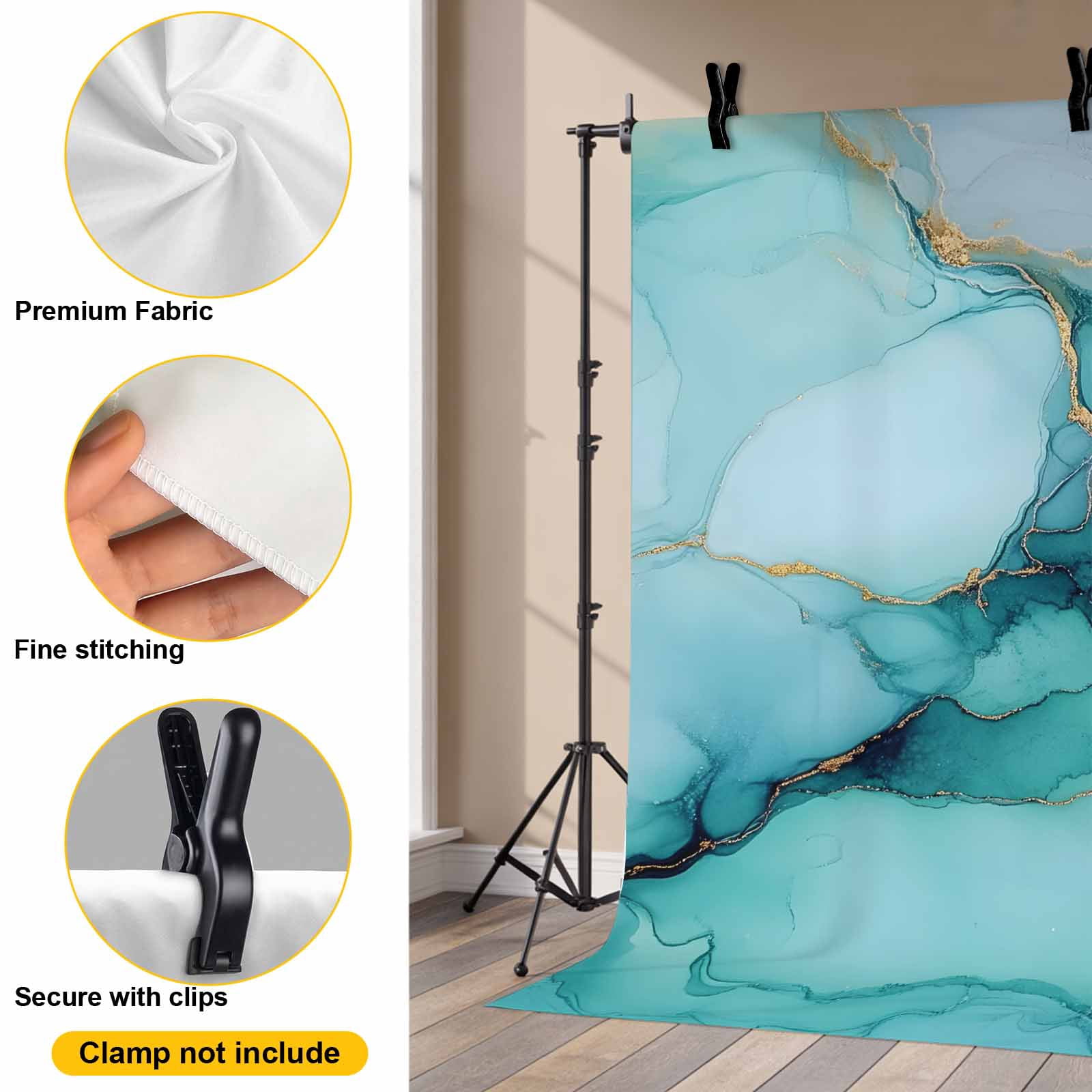 Teal Marble Backdrop for Photography,Fabric Photo Background Backdrop,Contemporary Ink Painted Abstract Art Photo Booth Background for Portrait Photoshoot Video Wedding Studio Decoration Banner 7x5ft