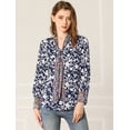 thumbnail image 2 of Blusa Vintage Allegra K con Lazo de Color en Contraste Floral Bohemio para Mujer Azul L, 2 of 6
