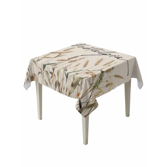 Square Tablecloth 54 x 54 Inches Simple Vintage Fall Wheat Linen Texture Waterproof & Stain Resistance Table Cloth Decorative Fabric Table Cover for Dinning/Party/Buffet/Banquet