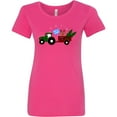 thumbnail image 3 of Inktastic Plaid Christmas Tractor with Cute Reindeer Women's T-Shirt, 3 of 5