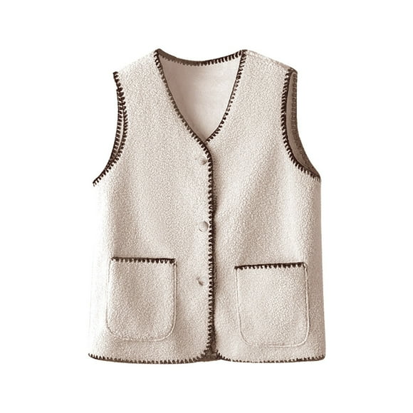 TJAZFJPA Sweater Vest Women 2024 Women's Shearling Vest Quilted Gilet Warm and Stylish Inside Outerwear Vest for Women Womens Fall Vest Cardigan