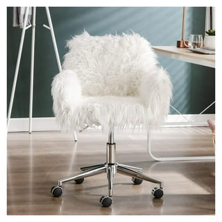 White Furry Chair Vanity