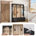 thumbnail image 6 of 74.8"H Arched Design WoodenHall Tree, Elegant Entryway Bench with 8 Retro Hooks, Rustic Coat Rack & Shoe Organizer with 3 Drawers for Mudroom, Living Room, Black, 6 of 9