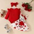 thumbnail image 2 of Gubotare Baby Girl Skirt Outfit Fall Outfits for Toddler Girls Long Sleeve Romper Suspender Skirts Headband Winter Outfit 0 3 6 9 12 18 24 Months (Red,0-3 Months), 2 of 9
