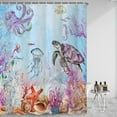 thumbnail image 4 of MIZHONA Ocean Shower Curtain Funny Sea Turtle for Bathroom Summer Waterproof Polyester Fancy Kid Decoration 47"x64", 4 of 8