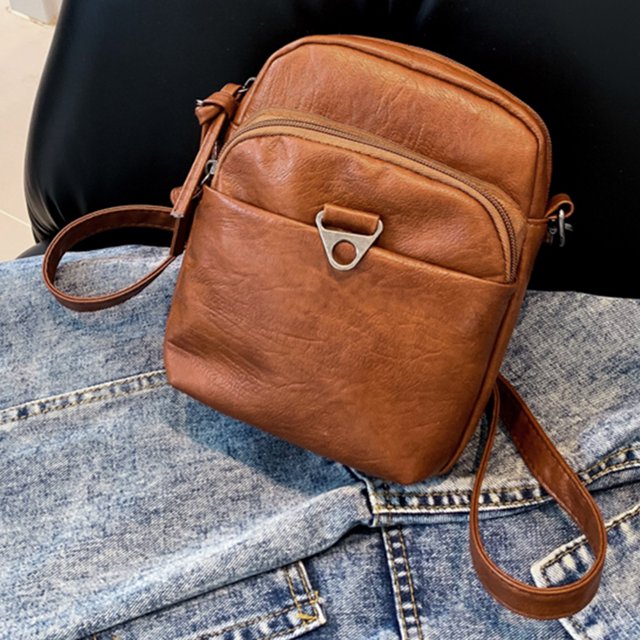 Bolso Damas Teléfono Celular PU Cuero Bolsos Moda Suave Efectivo Monedero Marrón
