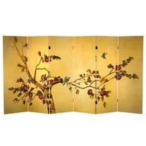 4 ft. Short Double Sided Plum Tree Canvas Folding Screen