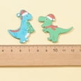 thumbnail image 4 of 1 bag 4pcs 4 styles Printed Opaque Acrylic Pendants with Glitter Sequins for Christmas Dinosaur with Christmas Tree/Hat/Gift box Charm Mixed color 36~40x33~42x2~2.5mm Hole: 1.6~1.8mm 1pc/style, 4 of 5