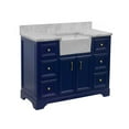 thumbnail image 6 of Zelda 48" Farmhouse Bathroom Vanity with Royal Blue Cabinet and Carrara Marble Top, 6 of 6