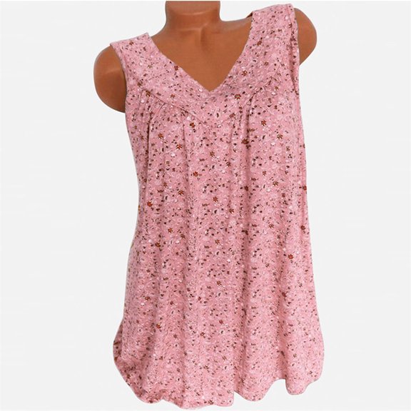 QLEICOM Women's Paisley Printed Pleated Sleeveless Tunic Tank, Casual Flare Tunic Top, V Neck Print T Shirts Floral Side Split Tanks, Plus Size Vests Tops, Tees & Blouses S-7XL