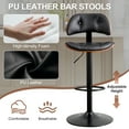 thumbnail image 5 of Bar Stools Set of 2, Adjustable Bentwood Barstools, Faux Leather Upholstered Counter Height Barstools with Back for Bar, Kitchen Island, Dining Room, Black, 5 of 7