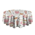 thumbnail image 5 of Pink Baseball Game Snacks Pattern Round Tablecloth 60"x60",Wrinkle Wipeable Table Cloth for Kitchen Dining Room Picnic Patio Party, 5 of 6