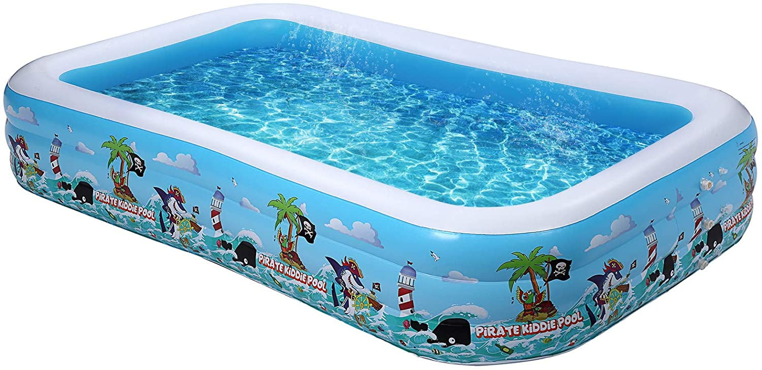 10 ft Inflatable Swimming Pool, Rectangular Above Ground Pool for Kids 310, Large Blow Up
