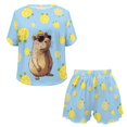 thumbnail image 4 of Yuyamidu Lemon Capybara Sleepwear 2 Piece Comfy Soft Nightwear Lounge Sets Summer Casual Comfy Loungewear Ladies Pjs with Pocket for Women, 4 of 7