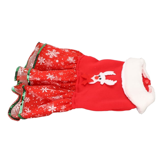 Vestido de NaviDad para Mascotas, Tela de Felpa de Poliéster de Primera que respira Con Elasticidad, Cuello de Piel Con Adorno de Lentejuelas Con Parche de Alce, Adecuado