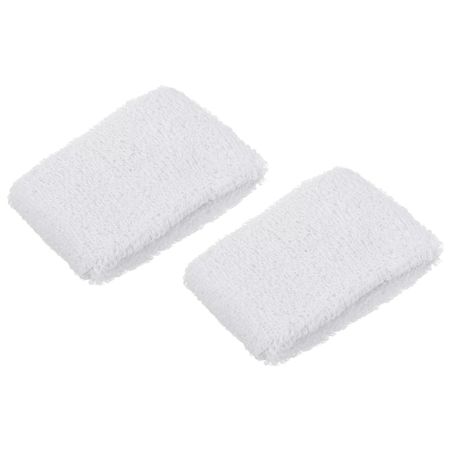 Unique Bargains Bracelets de Sport 8x5cm en Éponge Absorbante, Blanc 2 Pack