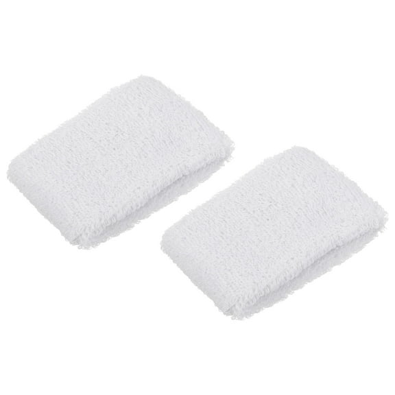 Uxcell 8x5cm Sport Wrist Bands Terry Absorbent Athletic Sweatband, White 2 Pack